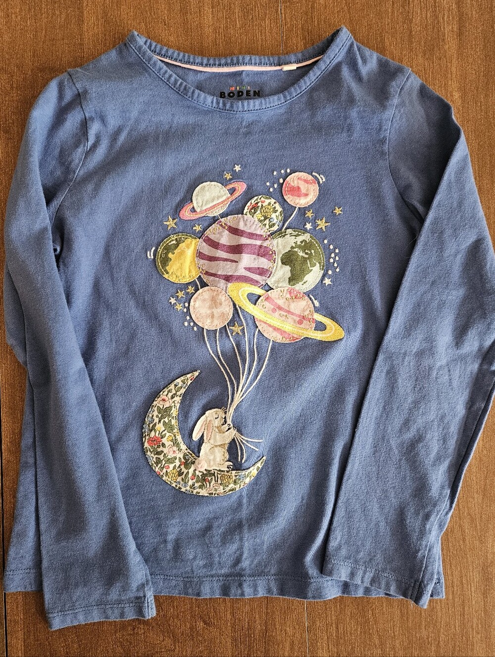 Mini Boden Space Tee, Blue, 8-9 Year